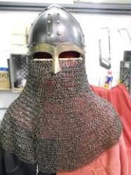 Blackened Stainless SpangenHelm with Stainless Drape